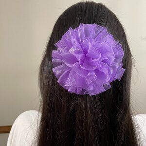 Purple Medium Handmade Hair Bow With Clip. 5"x 3.5" bow